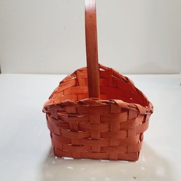 Vintage Orange Wicker Hand Painted Halloween Witch Cat Basket - Picture 2 of 12